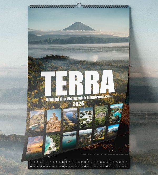 TERRA 2026 Wall Calendar by LillaGreen featuring stunning landscape photography.